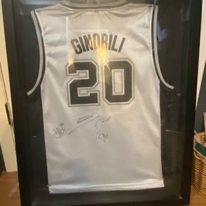 Sam Antonio Spurs signed Manu Ginobli jersey framed